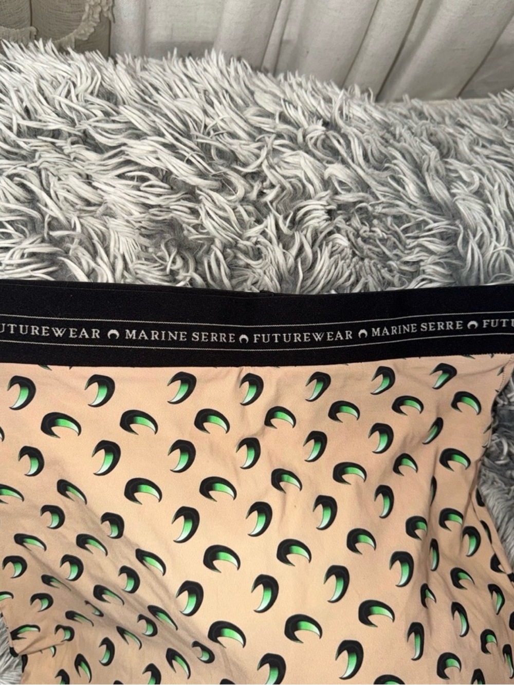 Marine Serre Crescent Moon Print leggings in Beige and Green